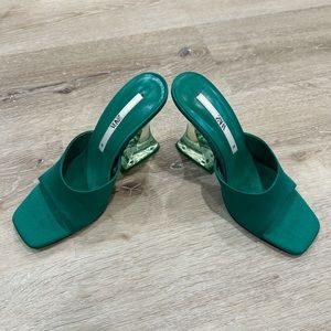 Zara Green Heels - worn 1 time
